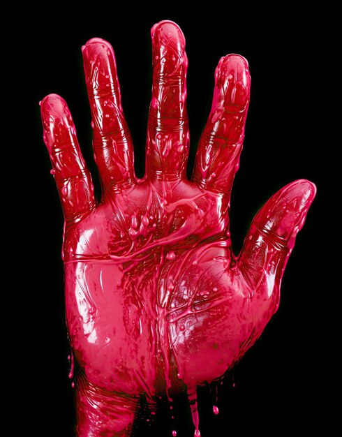 A hand covered in red liquid