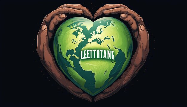 Photo hand cradles heartshaped earth with 'vegan for the planet' in bold modern font abstract