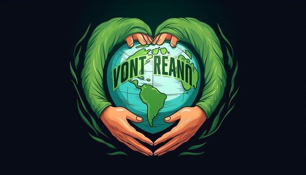 Photo hand cradles heartshaped earth with 'vegan for the planet' in bold modern font abstract