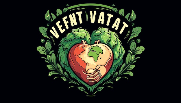 Photo hand cradles heartshaped earth with 'vegan for the planet' in bold modern font abstract