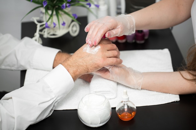 Hand cream. Massage after the manicure.