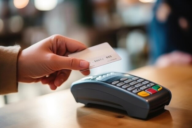 Hand die een creditcardbetaling doet