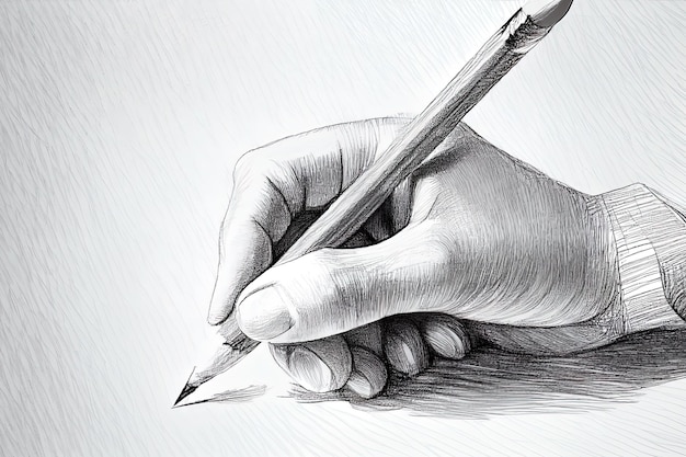 Hand die een potlood houdt dat Generatieve Ai schrijft