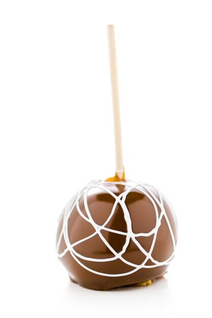 Hand dipped caramel apples decorated for Halloween.