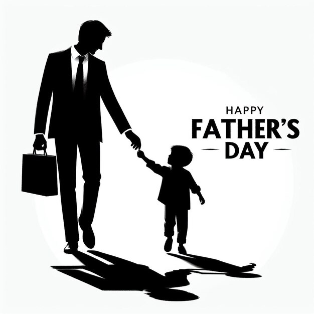 Photo hand draw fathers day poster design with father and child