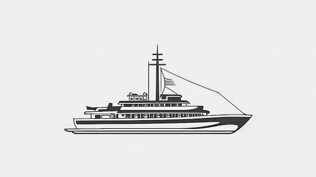 Hand draw minimalistic logo ship yacht generative ai