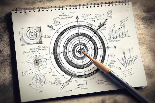 Hand Draw a Target on Brown Notebook Generative Ai