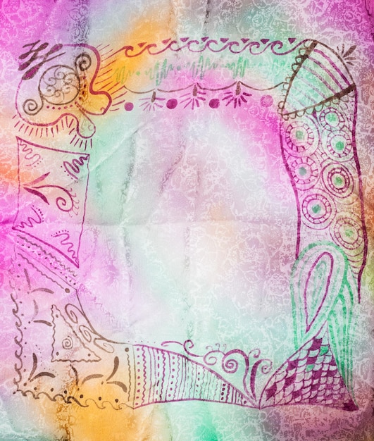 Foto disegno a mano immagine astratta su batik di seta
