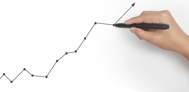 Hand drawing a chart graph stock of growth