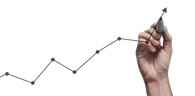 Hand drawing chart, graph stock of growth