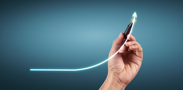 Hand drawing a chart, graph stock of growth