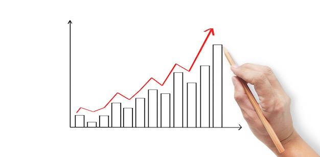 Hand drawing a chart, graph stock of growth