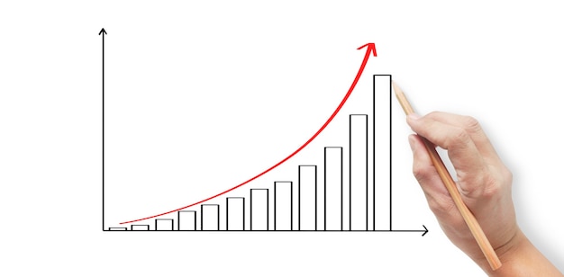 Hand drawing a chart, graph stock of growth