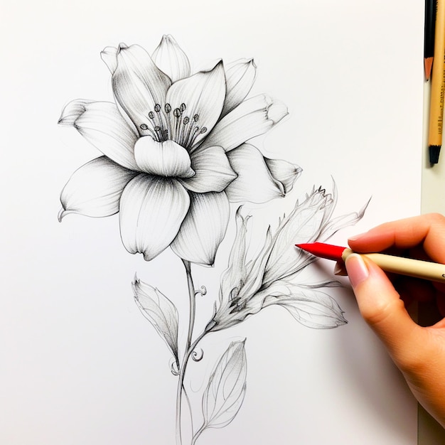 Photo hand drawing flower