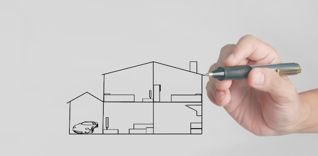 Hand drawing minimalist house