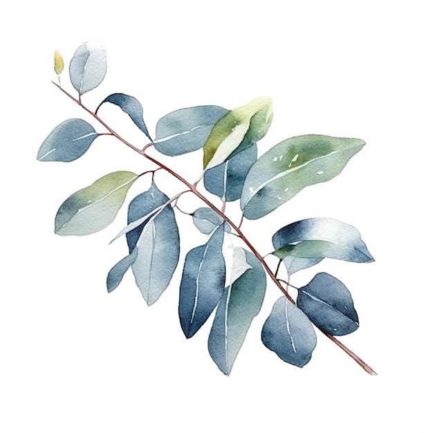 손 그리기 수채화 아름 다운 식물 푸른 잎 벡터 수채화 잎 녹색 잎