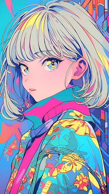 Hand drawn anime beautiful girl illustration