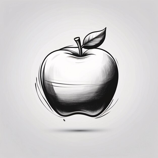 Foto disegno a mano a matita, a carbone, a grafite, a stile apple fruit sketch