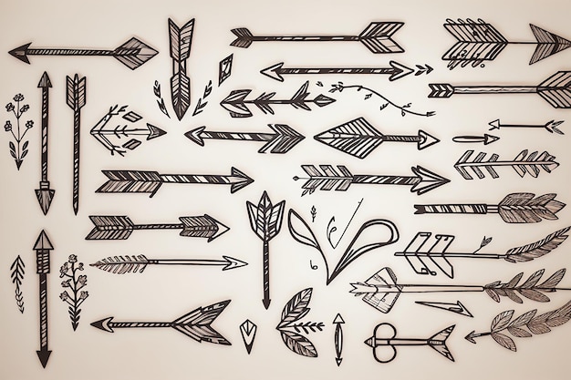 落書きスタイルの手描きの矢印コレクション
