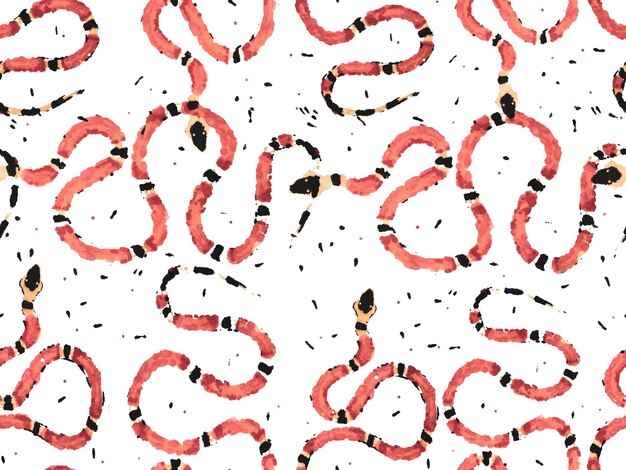 Photo hand drawn aspid pattern. elapidae closeup background. african safari leather illustration. snake skin print. venom dragon imitation. aspid seamless pattern. crimson red
