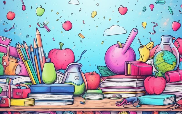 Hand drawn back to school background