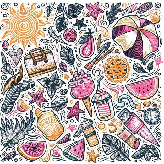 Photo hand drawn background for summer season