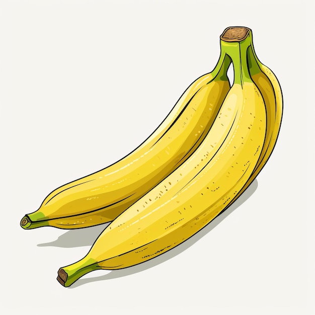 Hand Drawn Banana Illustration On White Background