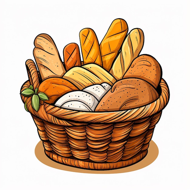 hand drawn basket of breads