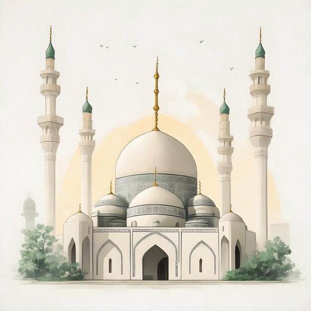 Красивая мечеть, нарисованная вручную