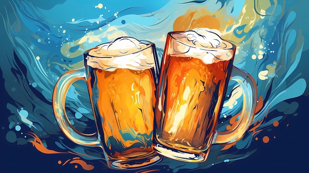 Foto illustrazioni di birra disegnate a mano