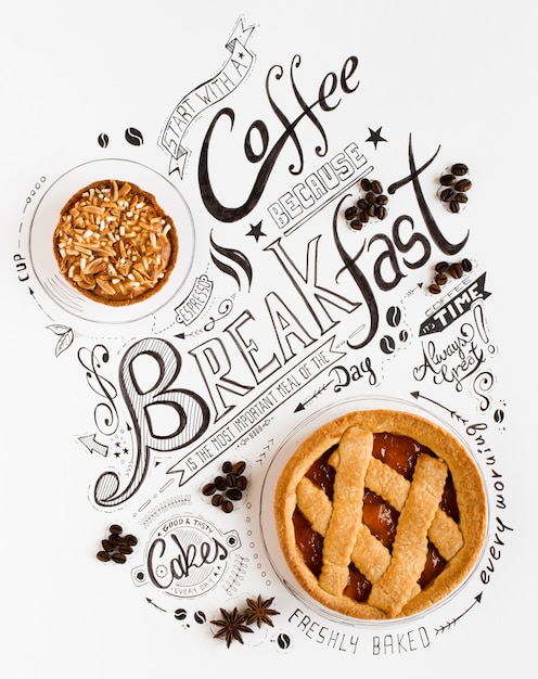 Hand Drawn Breakfast Lettering Typography 