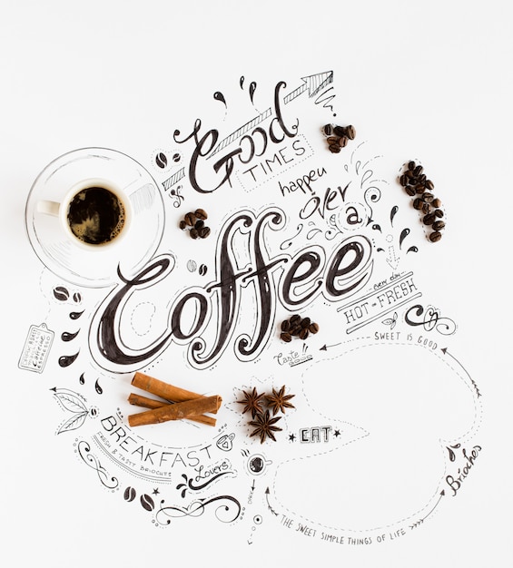 Photo hand drawn breakfast lettering typography