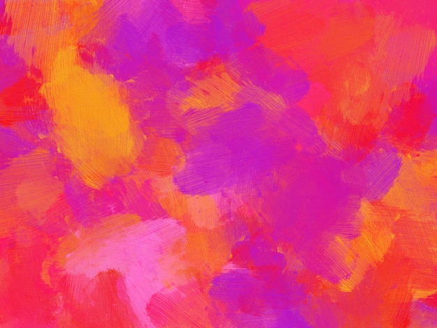 手描きのブラシ ストローク キャンバス ピンク イエローの抽象的な油絵