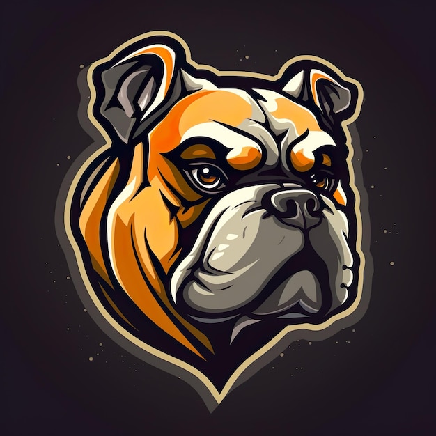 Photo hand drawn bull dog mascot logo