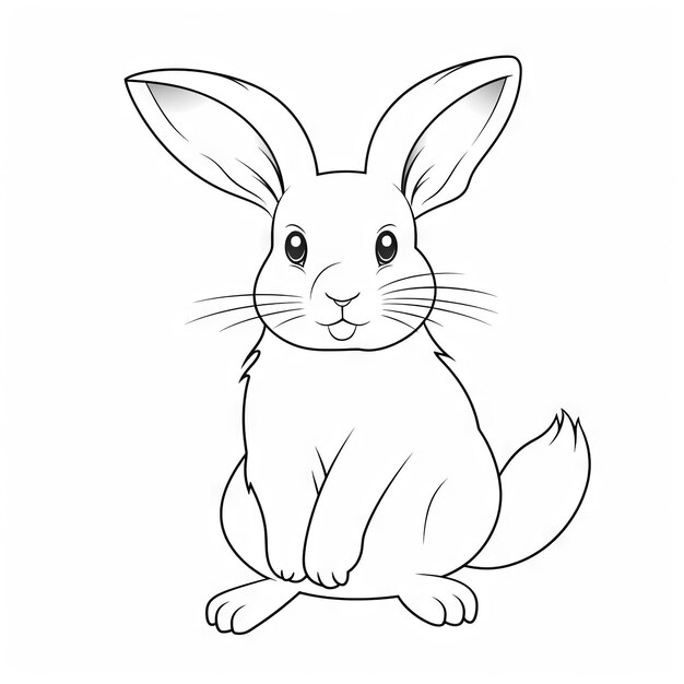 Photo hand drawn bunny outline illustration