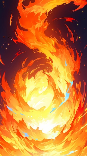 Иллюстрация горящего пламени, нарисованная вручную
