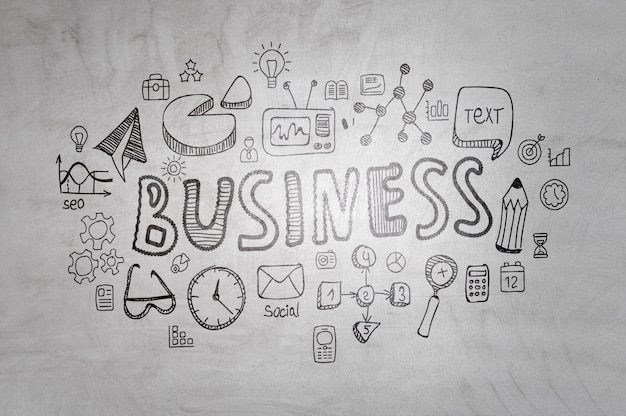 Hand drawn business concept on white bacground