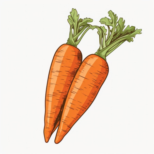 Photo hand drawn carrot illustration on white background