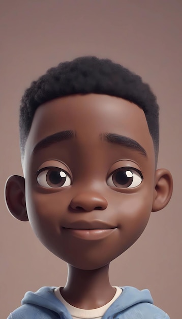 Hand drawn cartoon african little boy illustration