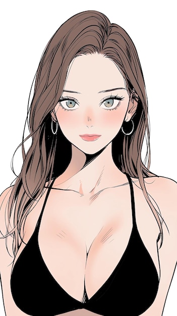 Hand drawn cartoon anime cool swimsuit girl illustration in summer