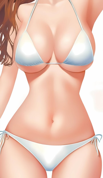 hand drawn cartoon anime cool swimsuit girl illustration in summer