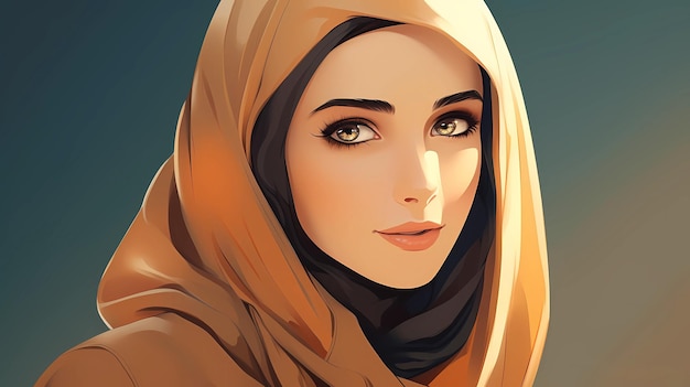 Нарисованная рукой иллюстрация арабской женщины шаржа