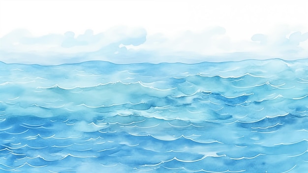 写真 手描きの漫画 美しい海の水彩画