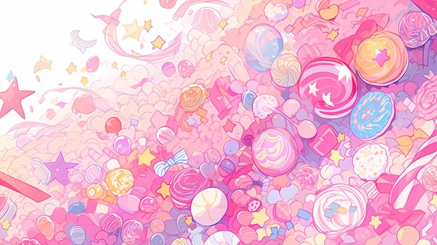 hand drawn cartoon colorful candy childlike background