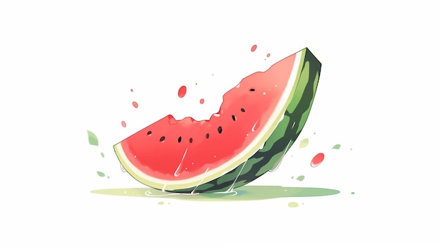 Hand drawn cartoon cut watermelon illustration