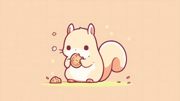 hand drawn cartoon cute little squirrel illustration