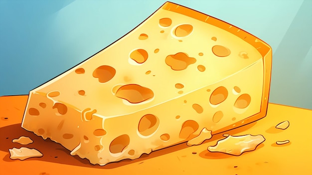 hand drawn cartoon delicious cheese illustration