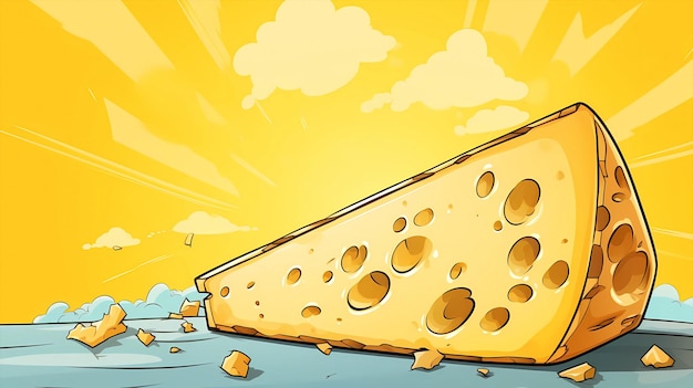 Photo hand drawn cartoon delicious cheese illustration