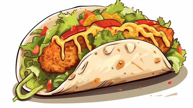 hand drawn cartoon delicious chicken roll illustration