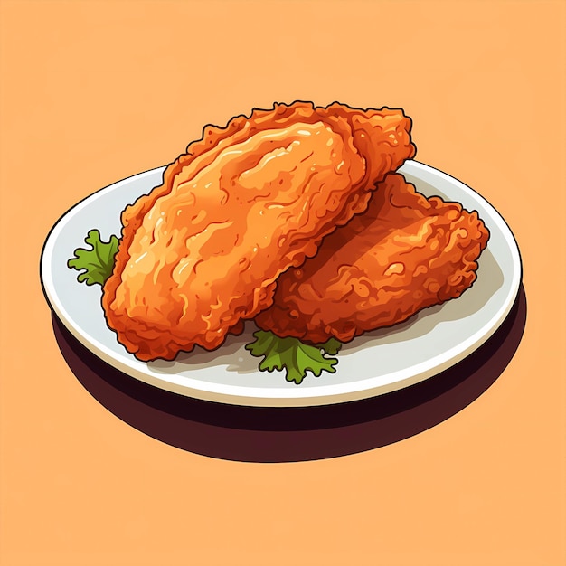 손으로 그린 만화 맛있는 김 치킨 스테이크 일러스트레이션 그림